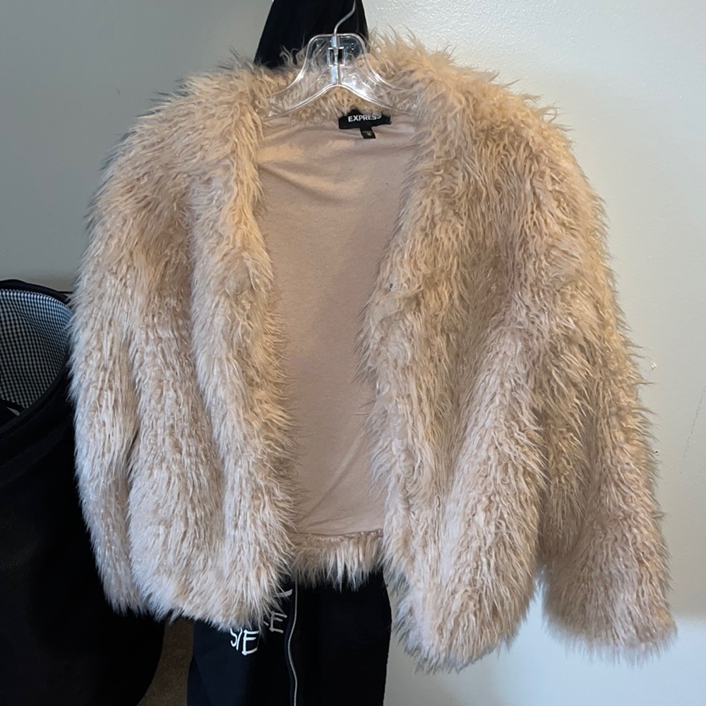 Pink faux fur jacket